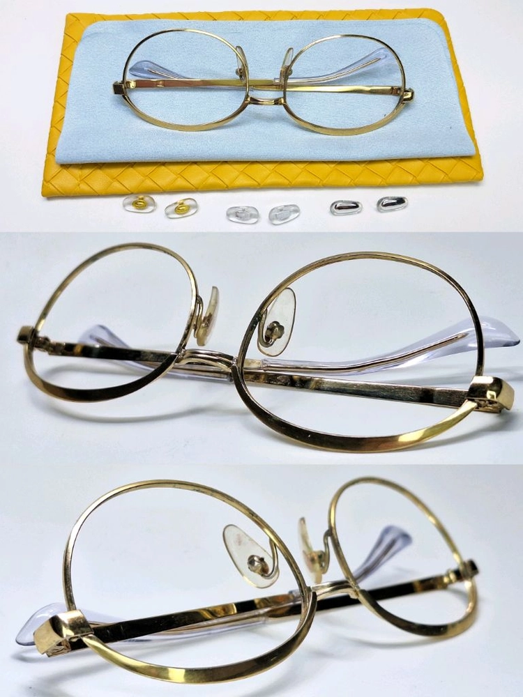 80s 일본제 빈티지 데드스톡 미사용/골드 브로우라인 포인트 안경테 133mm 라운드형 클래식 레트로 앤틱 패션 이미지