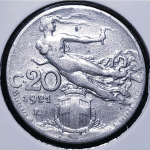 이탈리아 1921년 20센테시미.외국주화 주화 화폐 동전 이미지