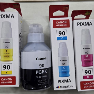 캐논정품 GI-90 검정+칼라 세트 / CANON PIXMA G7091 무한 프린터 충전 잉크 GI90 이미지