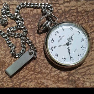 독일 JUNGHANS 포켓 워치 빈티지 오픈 페이스 쿼츠 앤티크 체인 이미지