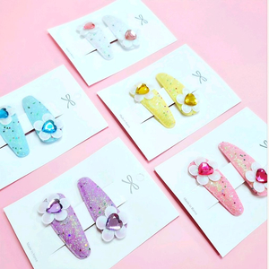 여아 똑딱핀 보석 하트 공주핀 촬영용 새상품 이미지