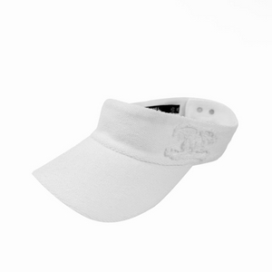 샤넬 여성 CC 로고 코코 비치 코튼 드릴 썬바이저 썬캡 모자 화이트 이미지