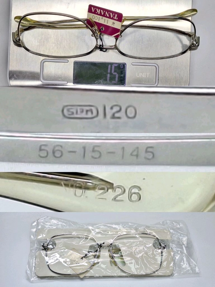 80s 일본제 빈티지 데드스톡 미사용/SPM 선플래티늄 웰링턴 안경테 56mm NO.226 백금합금 클래식 레트로 이미지