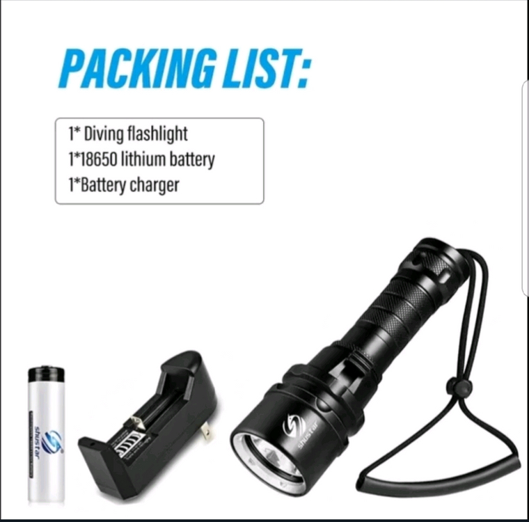 방수랜턴(충전지2알 포함).방수손전등.다이빙 랜턴 이미지