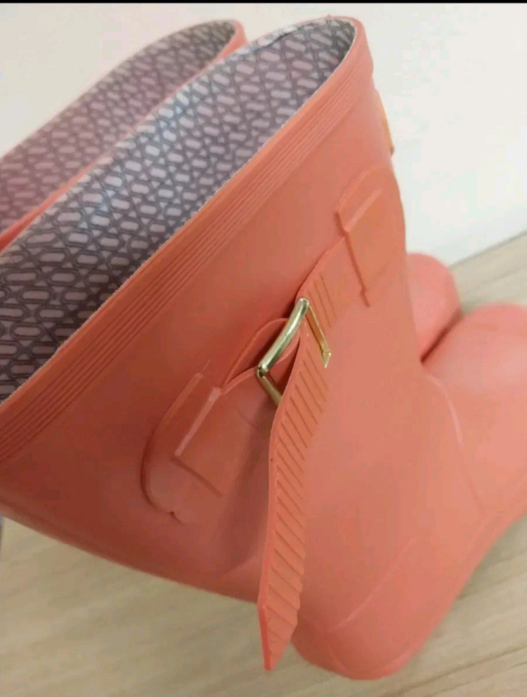 여성 라운드 버클 미들 레인부츠, 장화 (225) 이미지