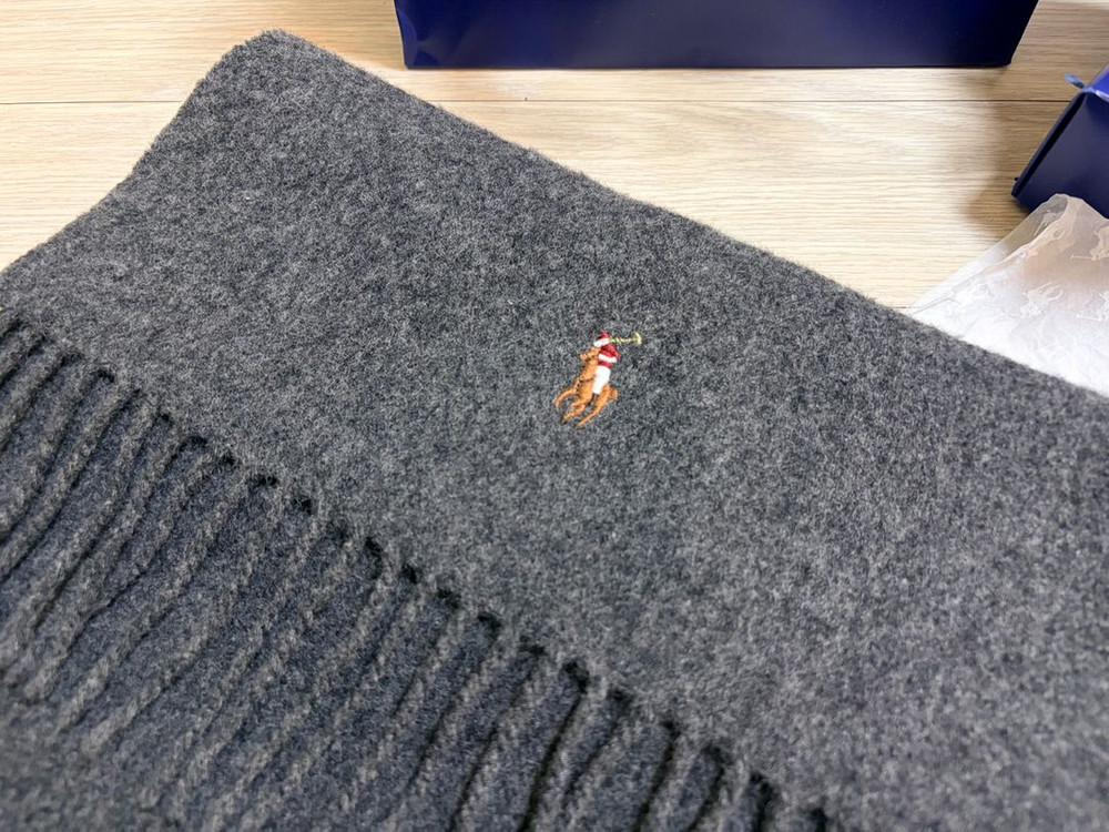 폴로 랄프로렌 프린지 버진 울 스카프 머플러 목도리 차콜그레이컬러 이태리제조 이미지