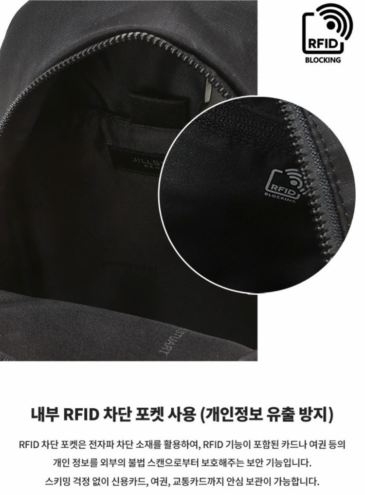 새상품 질스튜어트뉴욕 경량 나일론 슬링백 블랙 이미지