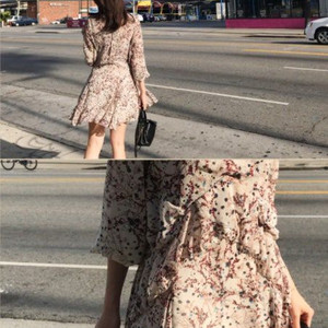 더실루엣 메이 쉬폰 원피스 베이지 이미지