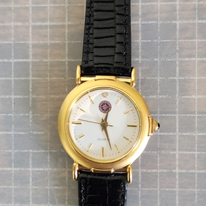 국정원 쿼츠 금색 검정 가죽 시계(여성용) 이미지