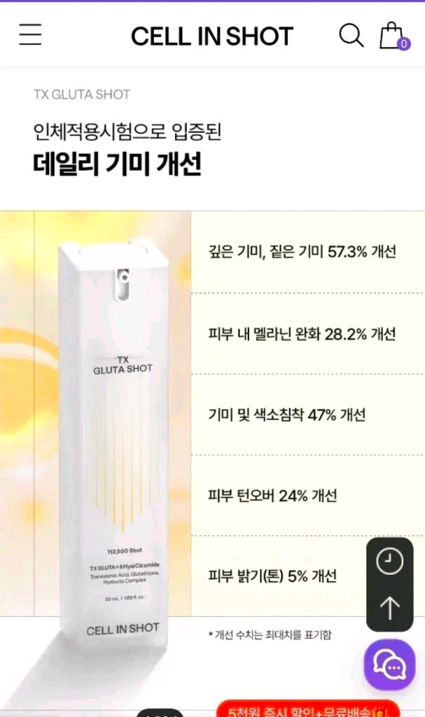 (새상품)셀인샷 TX 글루타샷 50ml (28년5월) 이미지
