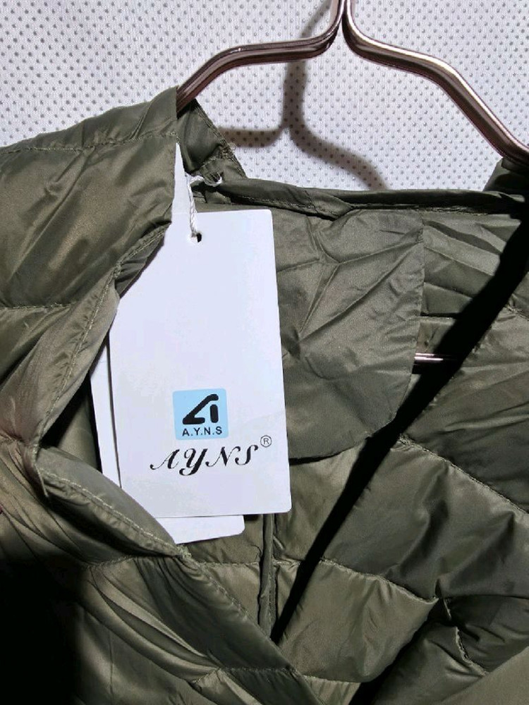 [새옷] 카키 올리브그린 롱 후드 경량 패딩 보세 이미지