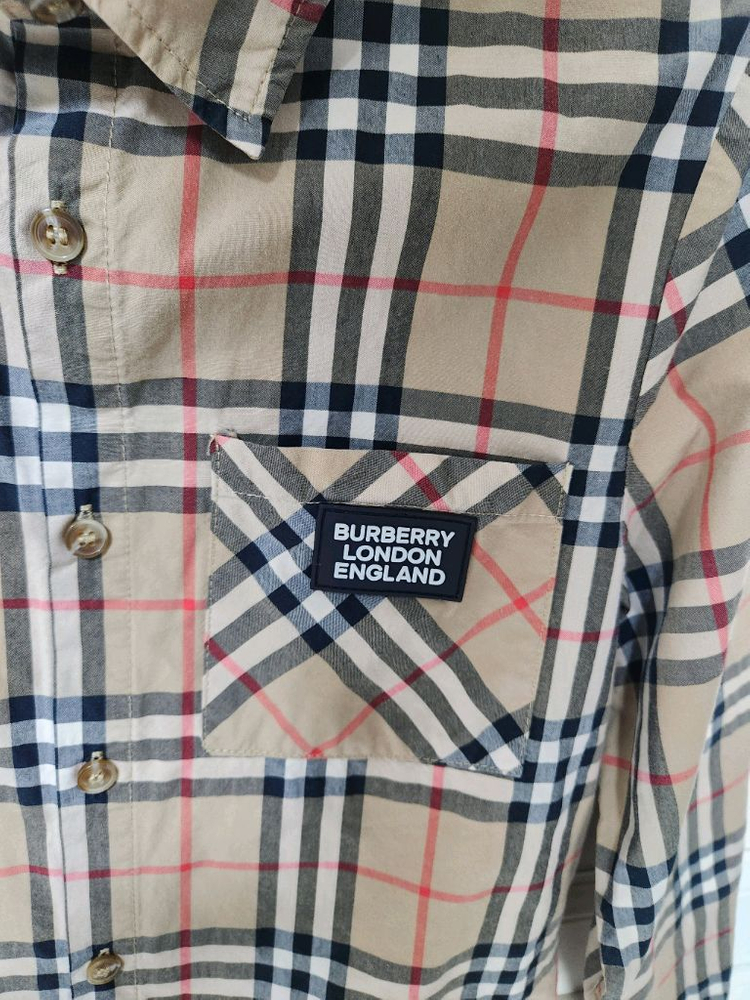 (140)버버리 키즈 체크 코튼 긴팔 셔츠 이미지