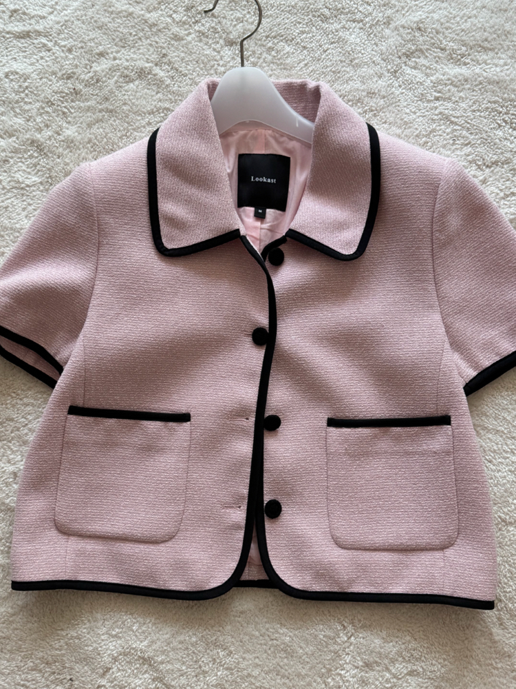 룩캐스트 핑크 니키 트리밍 트위드 자켓 이미지