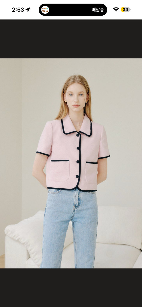 룩캐스트 핑크 니키 트리밍 트위드 자켓 이미지