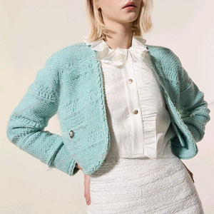 랑방 브레이드 글리터 자켓 민트 55 타임 마인 더캐시미어 시스템 오브제 sjsj 이미지