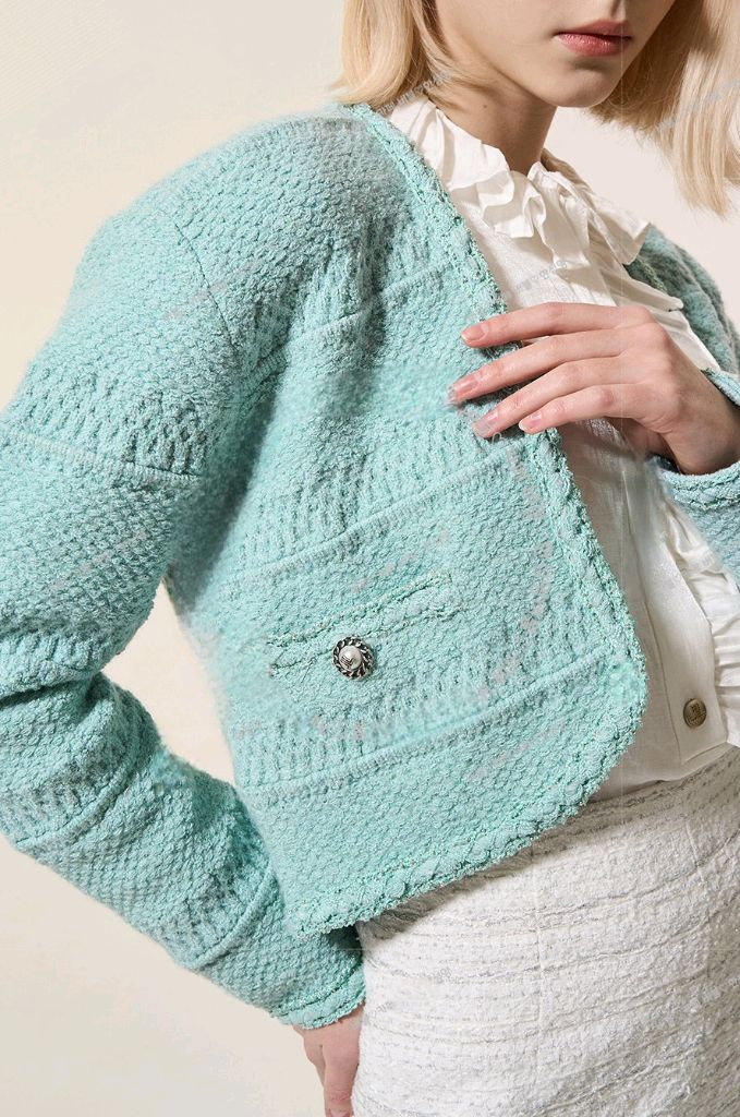 랑방 브레이드 글리터 자켓 민트 55 타임 마인 더캐시미어 시스템 오브제 sjsj 이미지