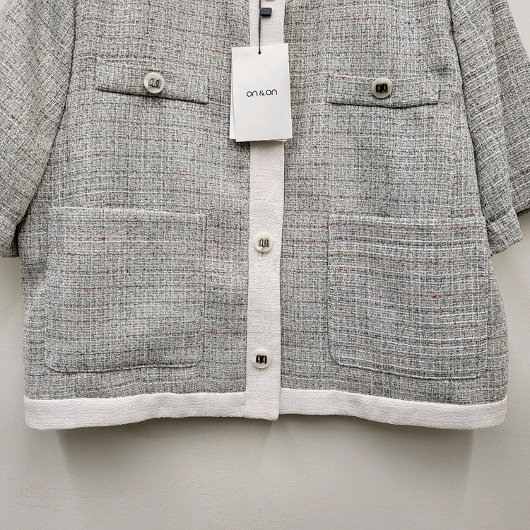 온앤온 라운드넥 반팔 트위드 자켓 새상품 이미지