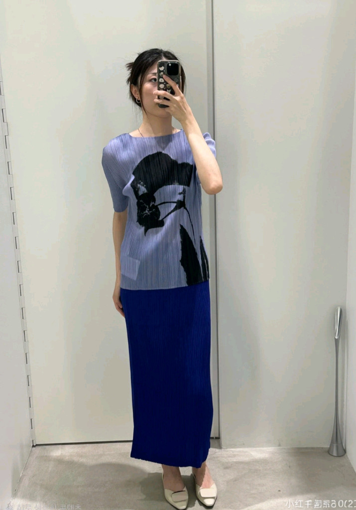 이세이미야케 해칭 스커트 아사가오퍼플 ,피지오탑 플리츠플리즈 ~ 이미지