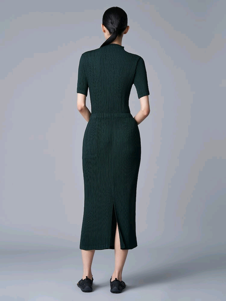 이세이미야케 해칭 탑,스커트 그린 세트 플리츠플리즈 이미지