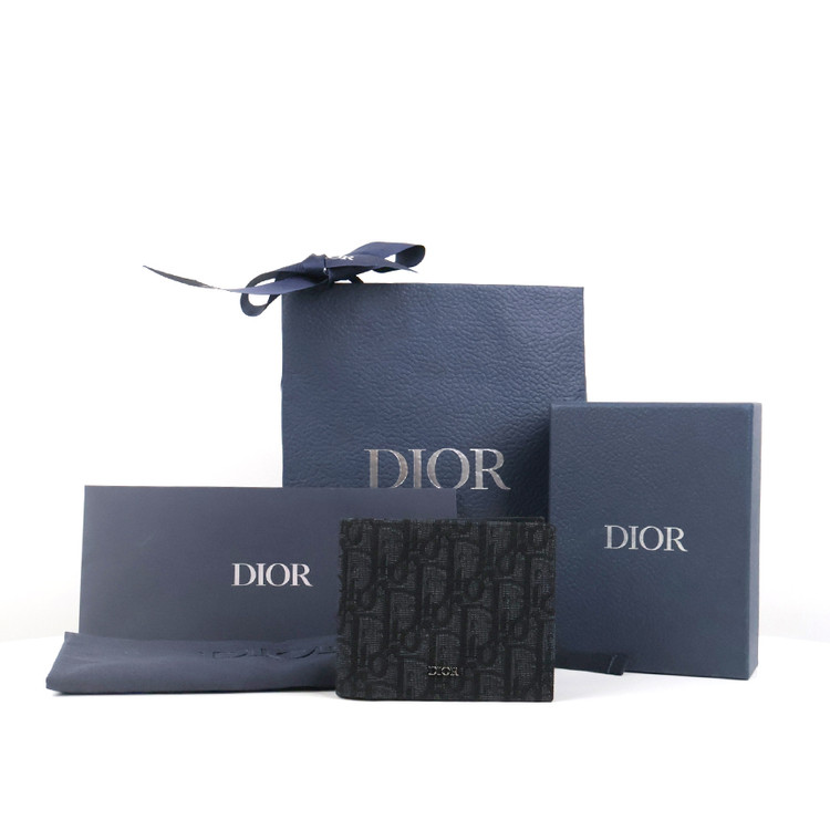 [중고명품다올] 디올 오블리크 자카드 반지갑 블랙 2OBBH027YSE_H03E 이미지