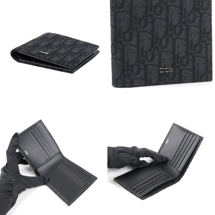 [중고명품다올] 디올 오블리크 자카드 반지갑 블랙 2OBBH027YSE_H03E 이미지