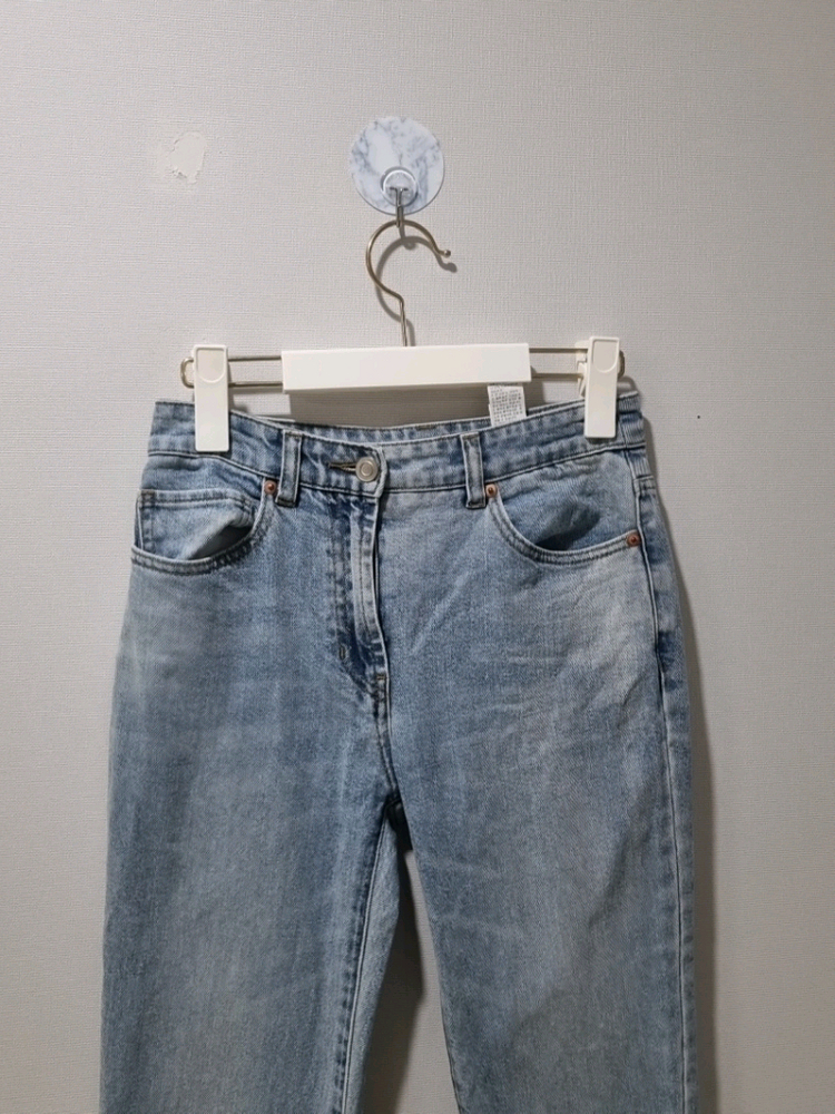 한섬 시스템 SYSTEM 연청 워싱 데님팬츠 일자핏 청바지 이미지