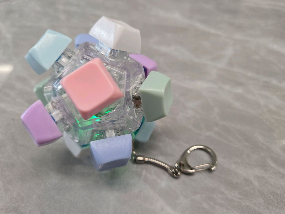 파스텔 축구공 형태 12구 LED 키캡 키링 이미지