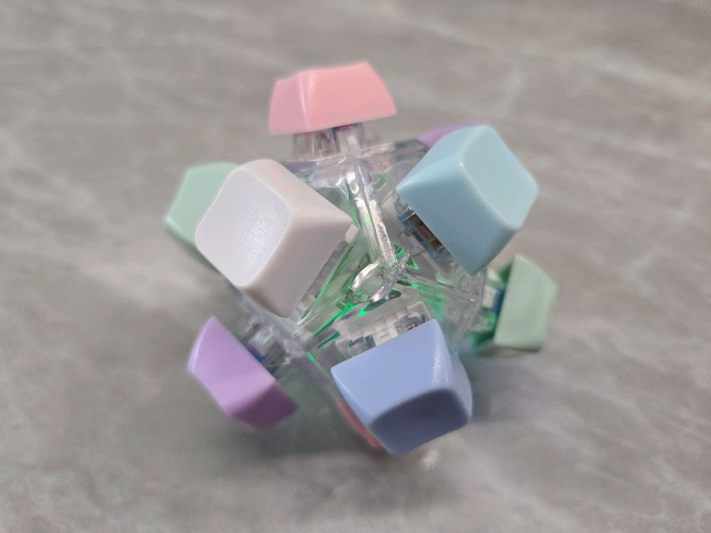 파스텔 축구공 형태 12구 LED 키캡 키링 이미지