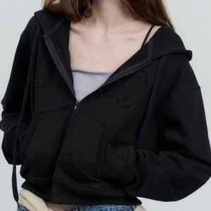 포에토 소프트 후디 집업 블랙 이미지