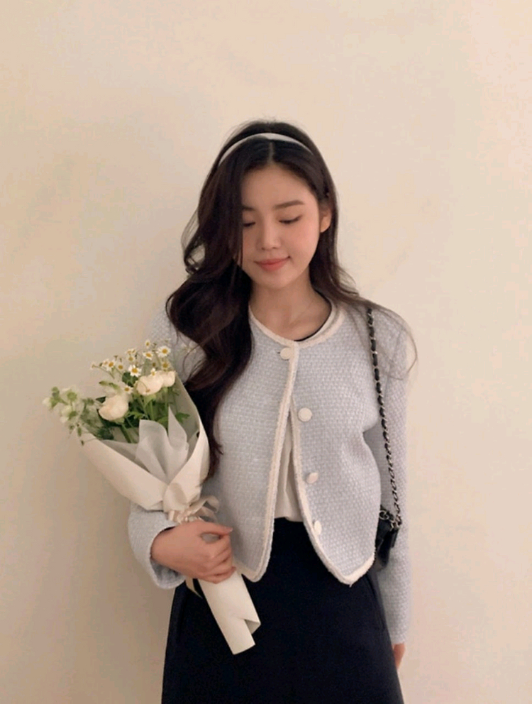 쇼퍼랜드 스프링 브리즈 트위드 자켓 스카이블루 / 베니토 아뜨랑스 로엠 리얼코코 케이클럽 스파오 가내스라 슬로우앤드 이미지