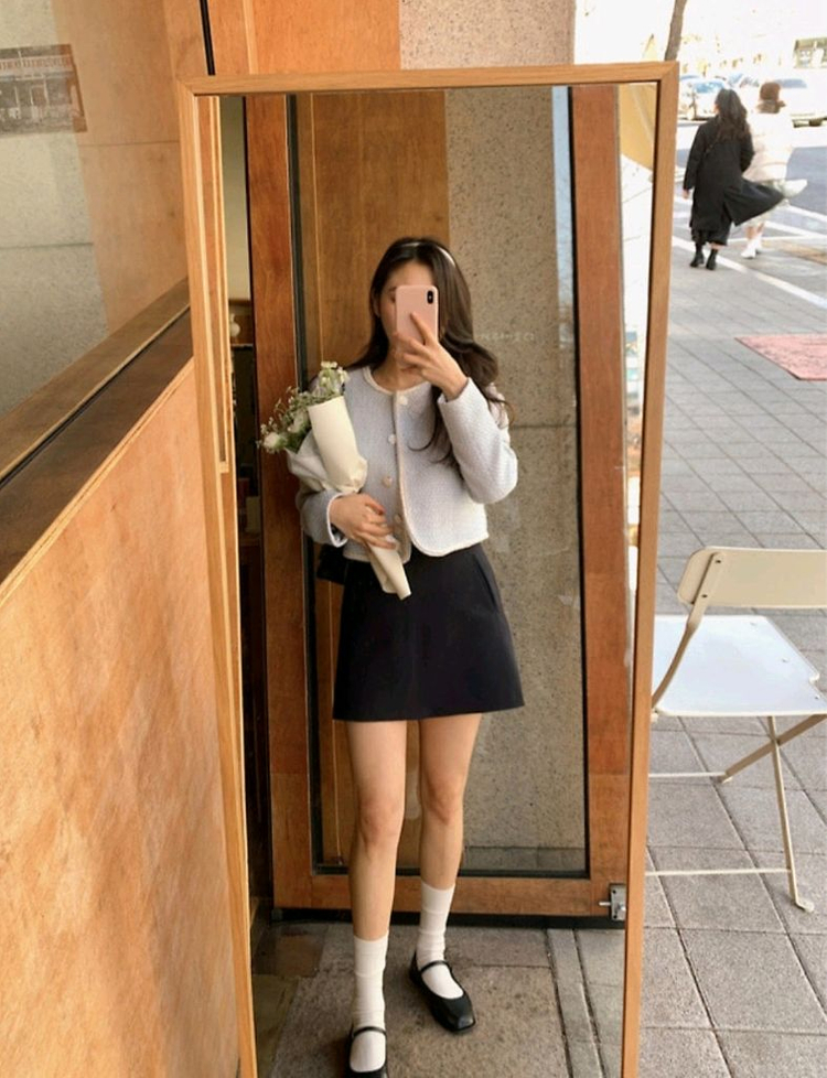 쇼퍼랜드 스프링 브리즈 트위드 자켓 스카이블루 / 베니토 아뜨랑스 로엠 리얼코코 케이클럽 스파오 가내스라 슬로우앤드 이미지