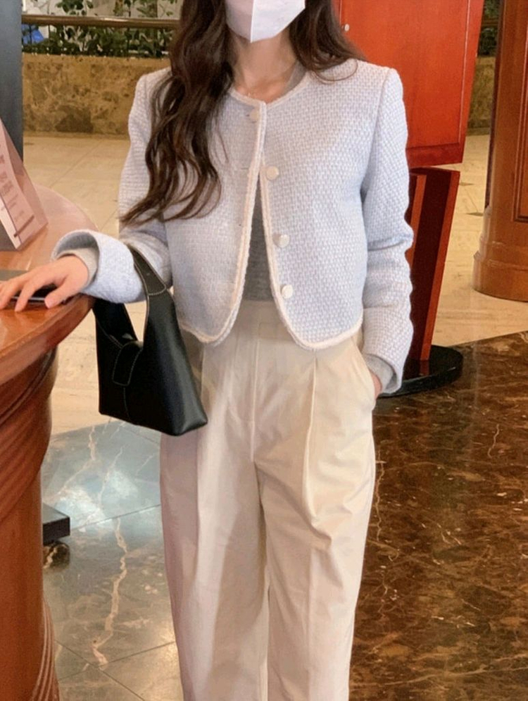 쇼퍼랜드 스프링 브리즈 트위드 자켓 스카이블루 / 베니토 아뜨랑스 로엠 리얼코코 케이클럽 스파오 가내스라 슬로우앤드 이미지