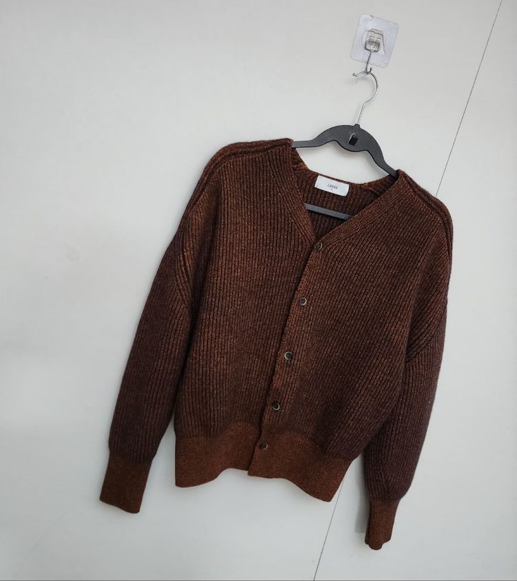 [LMOOD 엘무드] 95 66 여 니트가디건 브이넥가디건 크롭가디건 이미지