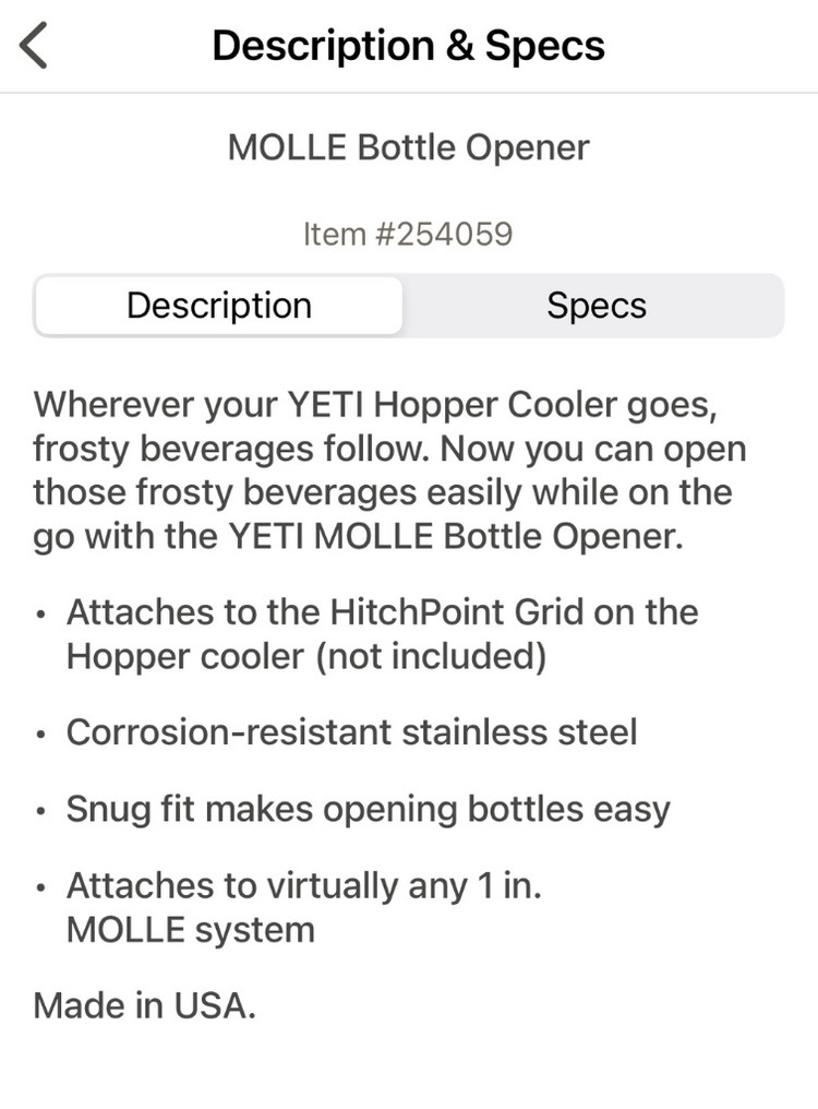 YETI 예티 병따개(몰리시스템) 이미지
