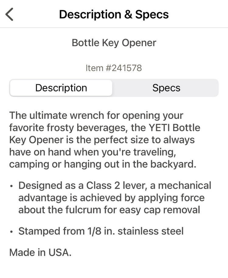 YETI 예티 병따개 이미지