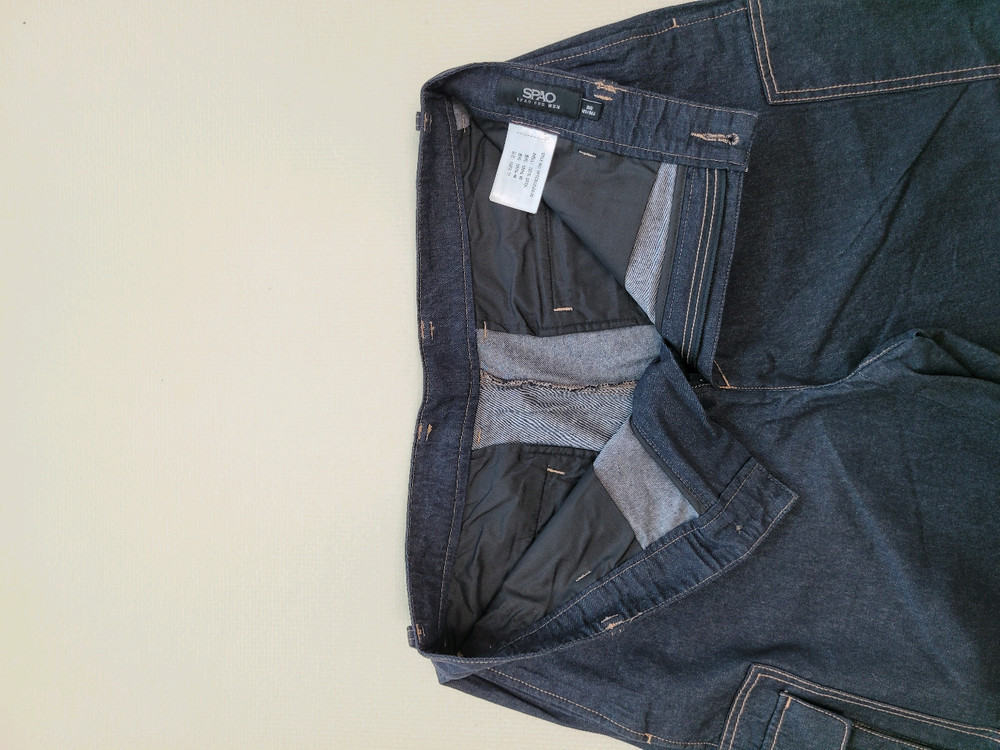 스파오 SPAO 남자 배기핏 카고 청바지 33 네이비 이미지