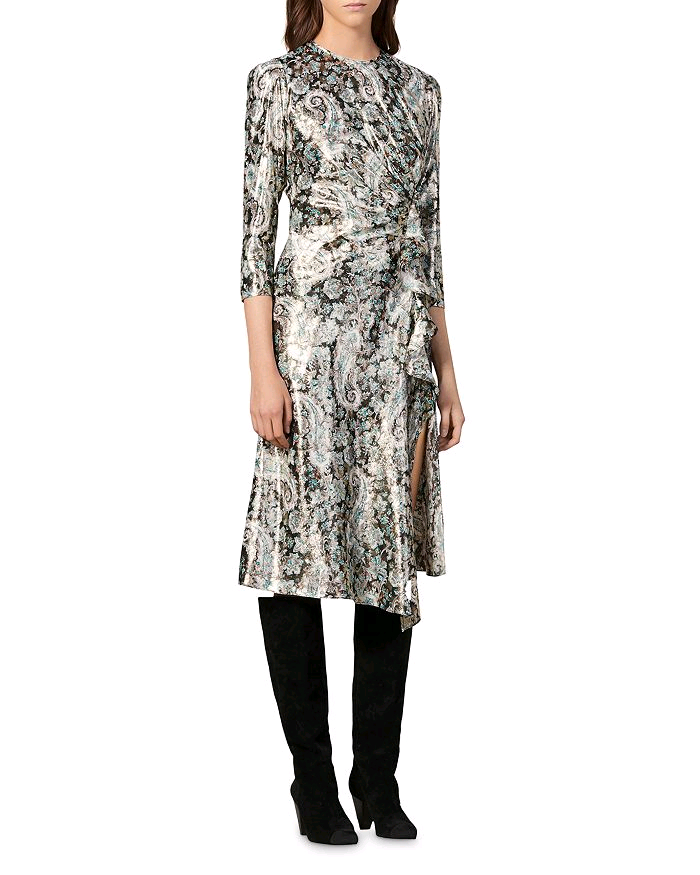 (새상품) 산드로 메탈릭 자카드 원피스 34사이즈 이미지