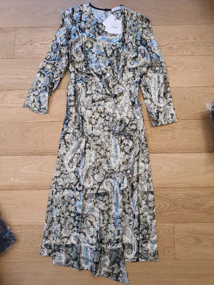 (새상품) 산드로 메탈릭 자카드 원피스 34사이즈 이미지