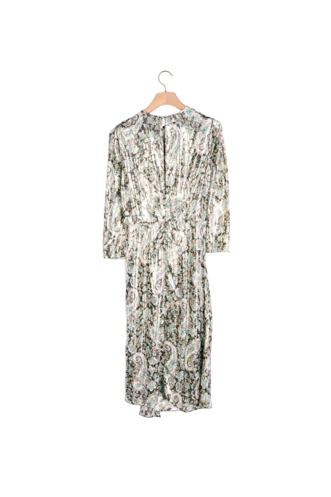 (새상품) 산드로 메탈릭 자카드 원피스 34사이즈 이미지