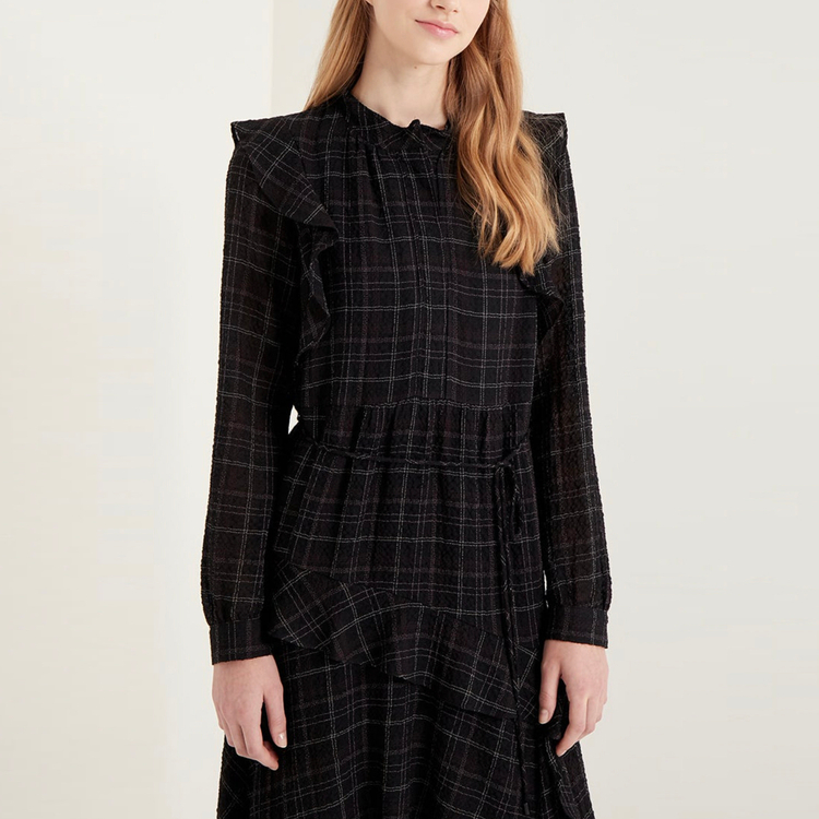 SJSJ 체크 러플 원피스 44-55 이미지