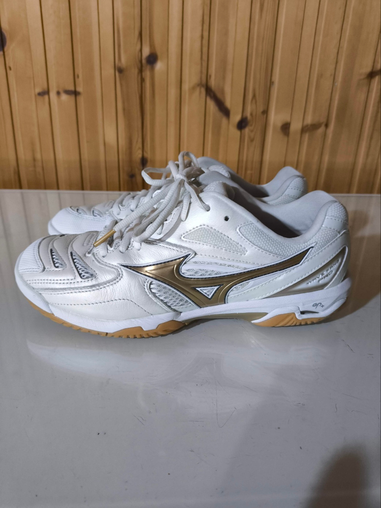 260mm 미즈노 웨이브팡 프로 화이트골드 배드민턴화 j4125 이미지