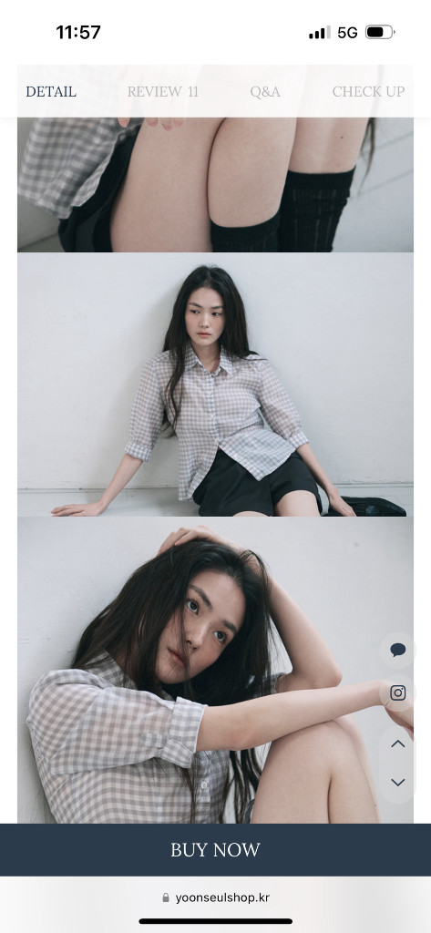 윤슬샵 elina check slim shirt (새상품) 이미지