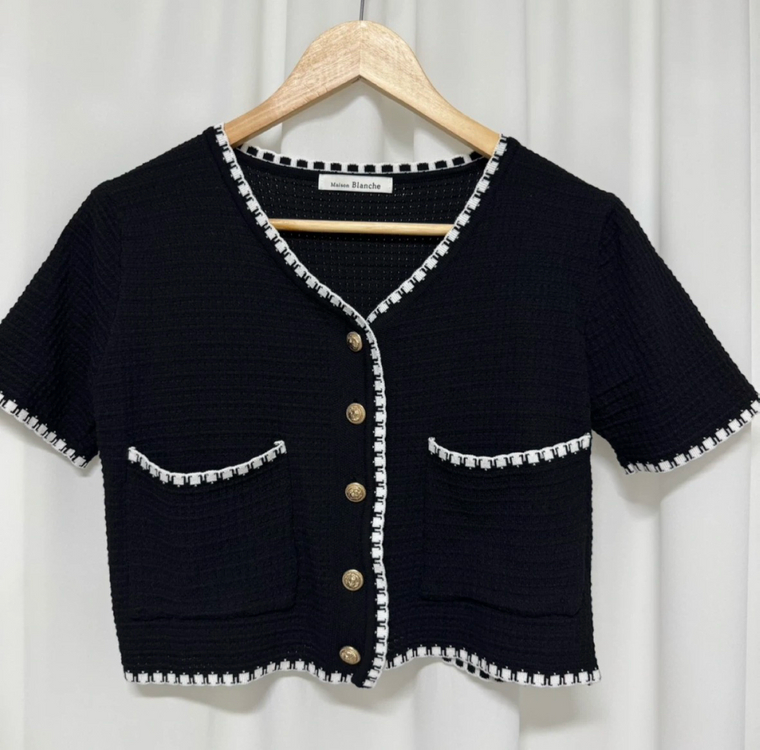 메종블랑쉬 블랙 반팔 가디건 이미지