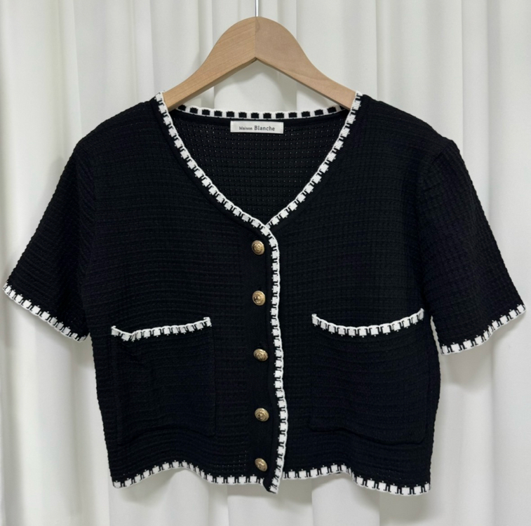 메종블랑쉬 블랙 반팔 가디건 이미지