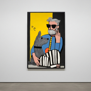 그림 액자 팝아트 인테리어소품 햇살 아래의 동맹 강아지그림 강아지액자 스타일리시한 남성 캔버스 대형 거실 벽걸이 포 이미지