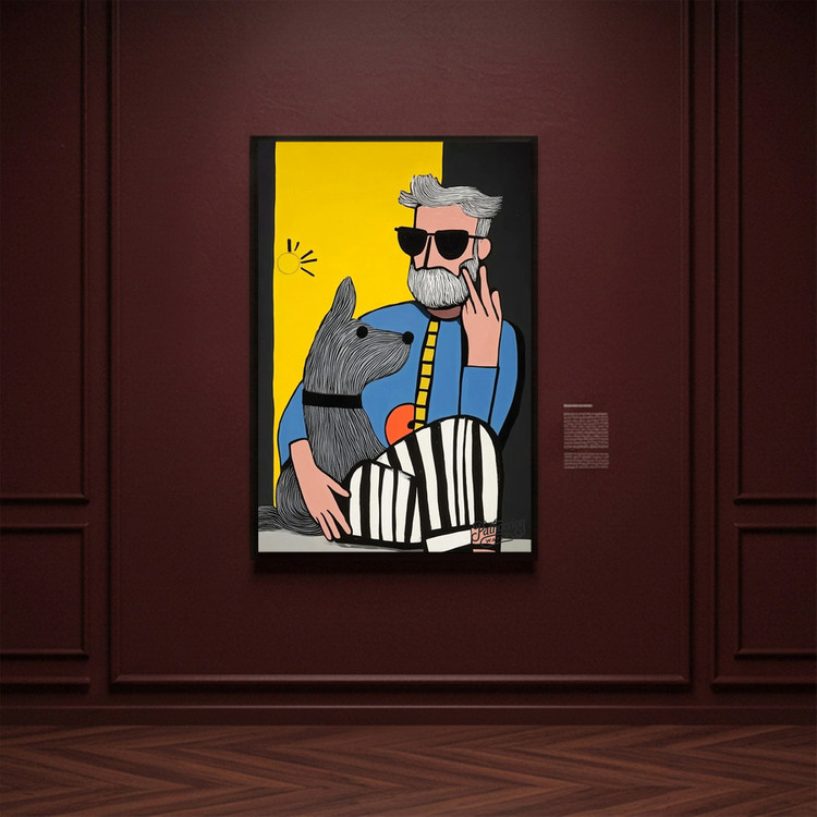 그림 액자 팝아트 인테리어소품 햇살 아래의 동맹 강아지그림 강아지액자 스타일리시한 남성 캔버스 대형 거실 벽걸이 포 이미지