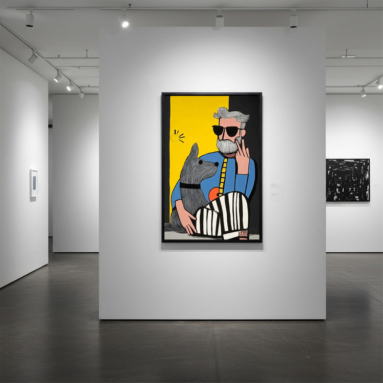 그림 액자 팝아트 인테리어소품 햇살 아래의 동맹 강아지그림 강아지액자 스타일리시한 남성 캔버스 대형 거실 벽걸이 포 이미지