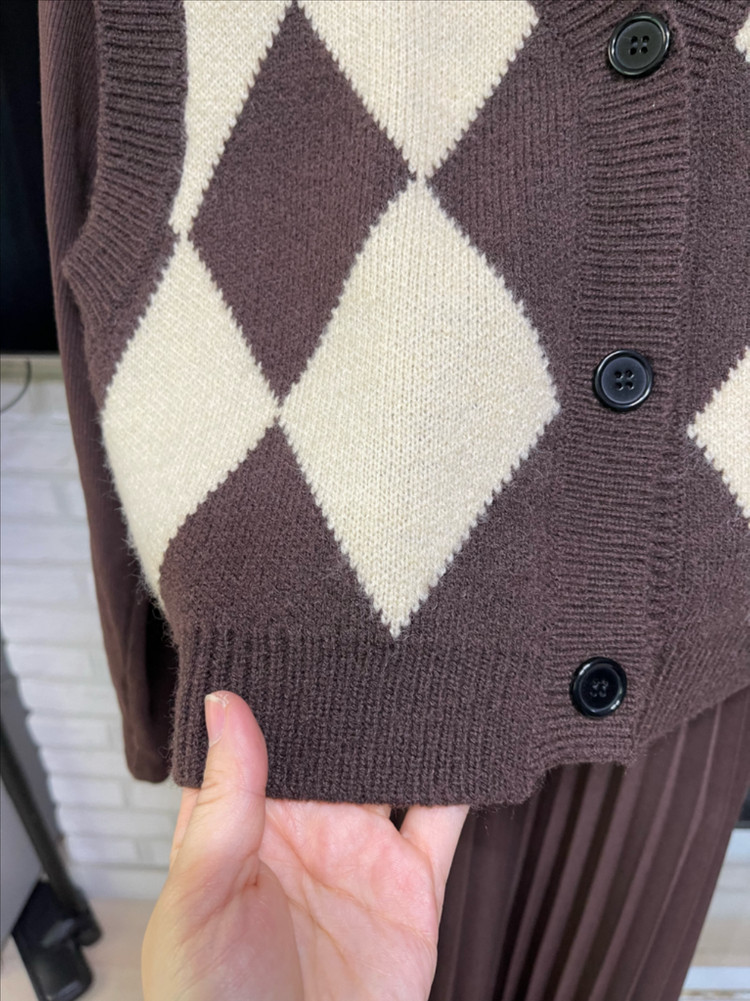 니트 조끼 원피스 세트 이미지