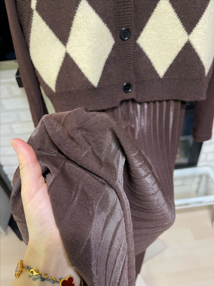 니트 조끼 원피스 세트 이미지