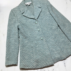 센존 컬렉션 st.john 트위드 니트 자켓 민트 옥색 단추 가디건 이미지